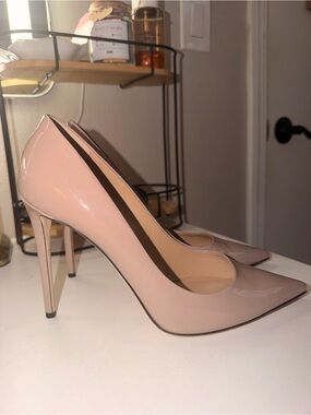 Tamara Mellon Patent Pointed-Toe Pumps in Blush